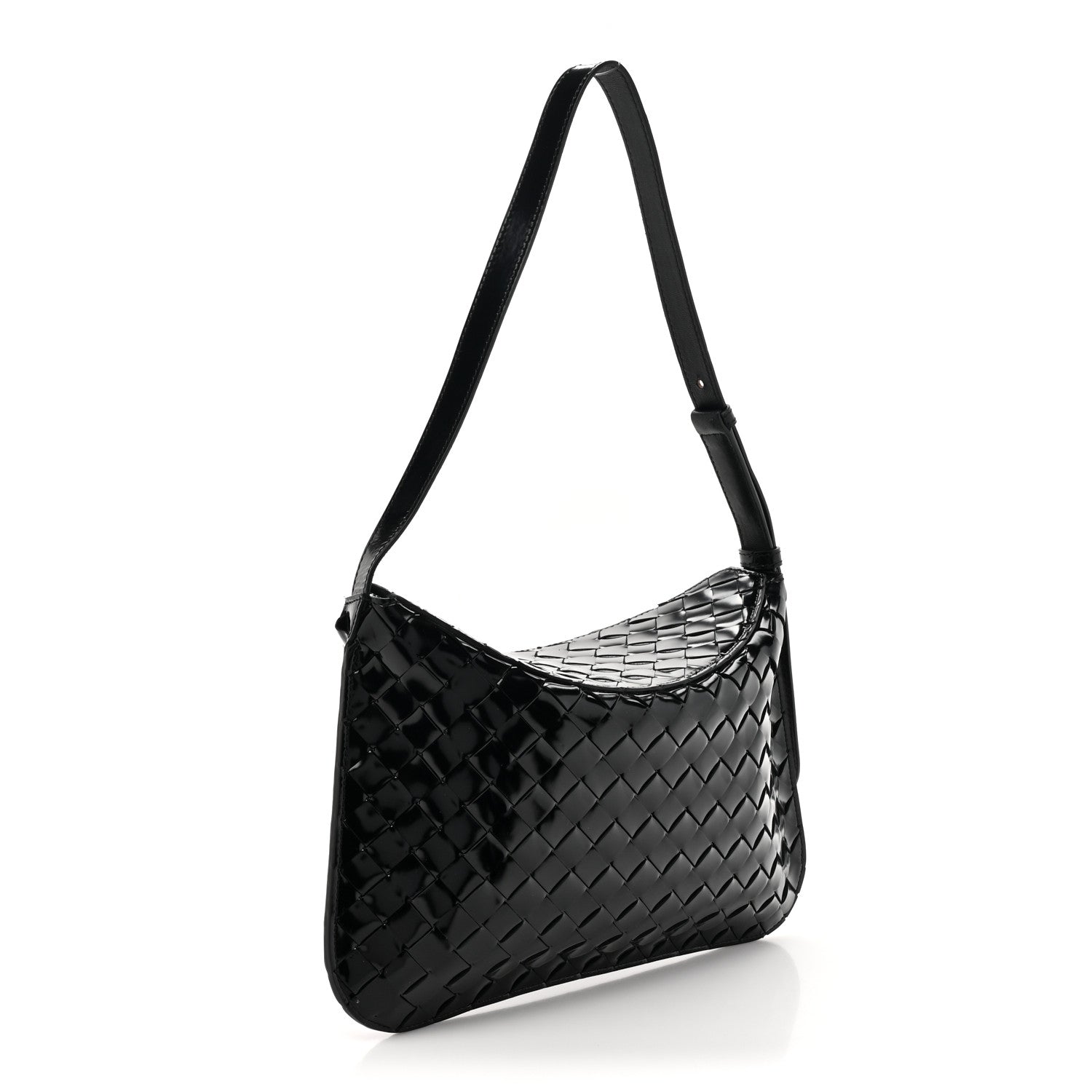 Bottega Veneta Patent Intrecciato Shoulder Bag Black 3 of 10