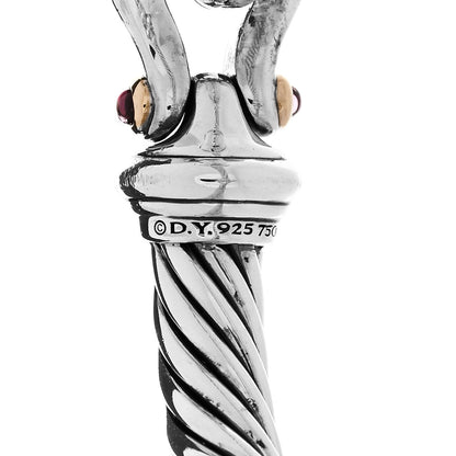 David Yurman Sterling Silver 18K Yellow Gold Rhodolite Garnet 7mm Cable Classic Buckle Bracelet 3 of 3