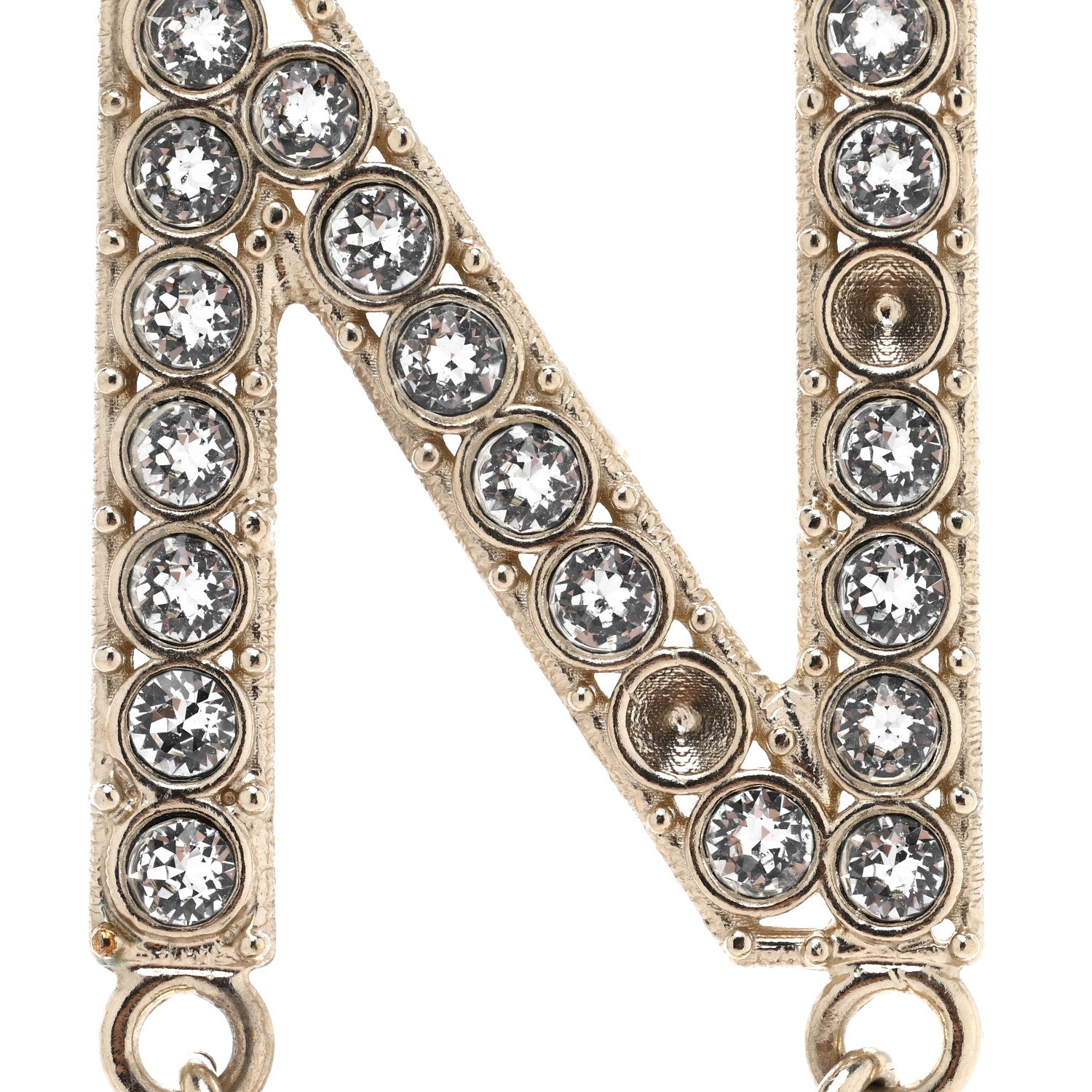 Chanel Crystal Cha-Nel Logo Drop Earrings Gold 5 of 5