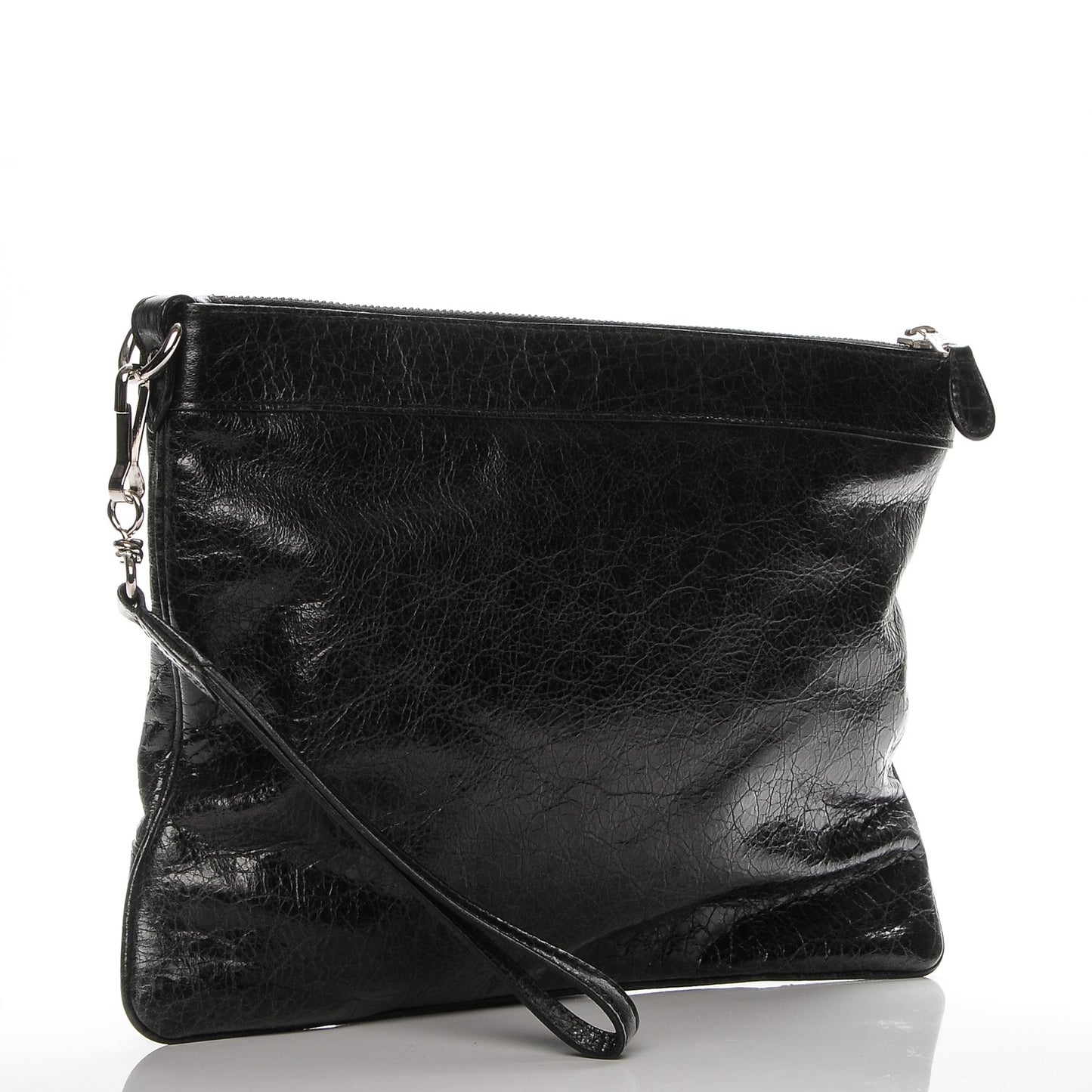 Chevre Giant 21 Silver Hardware Flat Handle Clutch Black