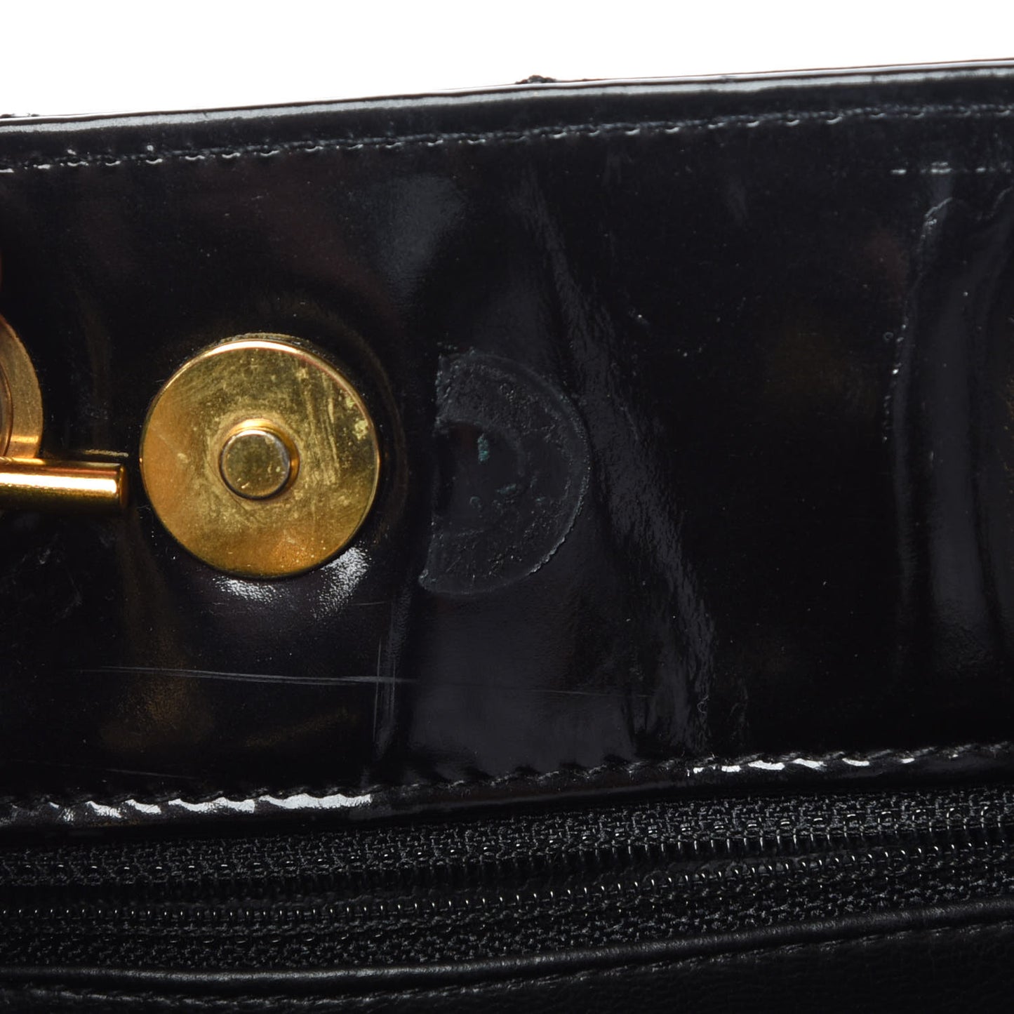 Patent Quilted Shoulder Bag Black