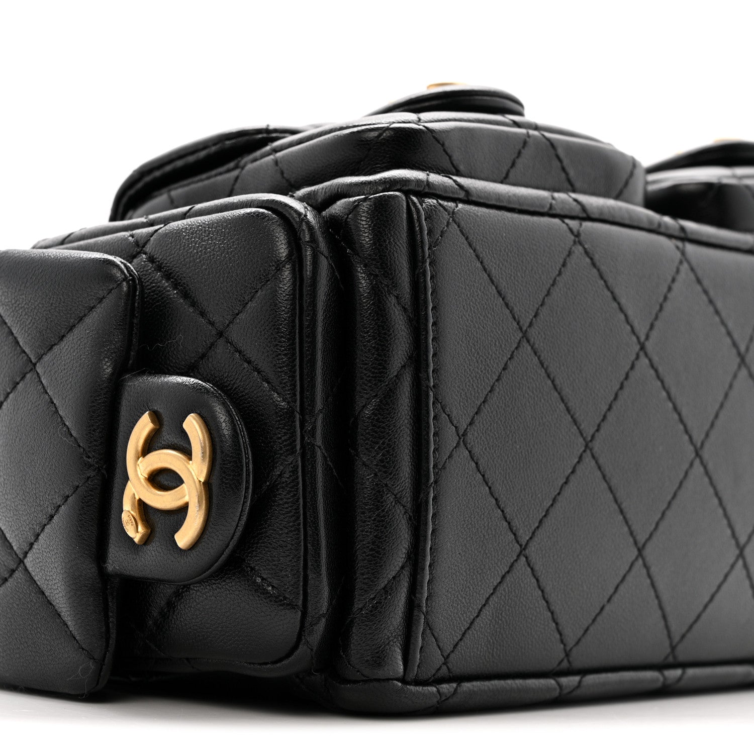 Chanel Shiny Lambskin Quilted Trendy Pockets Hobo Black 9 of 12