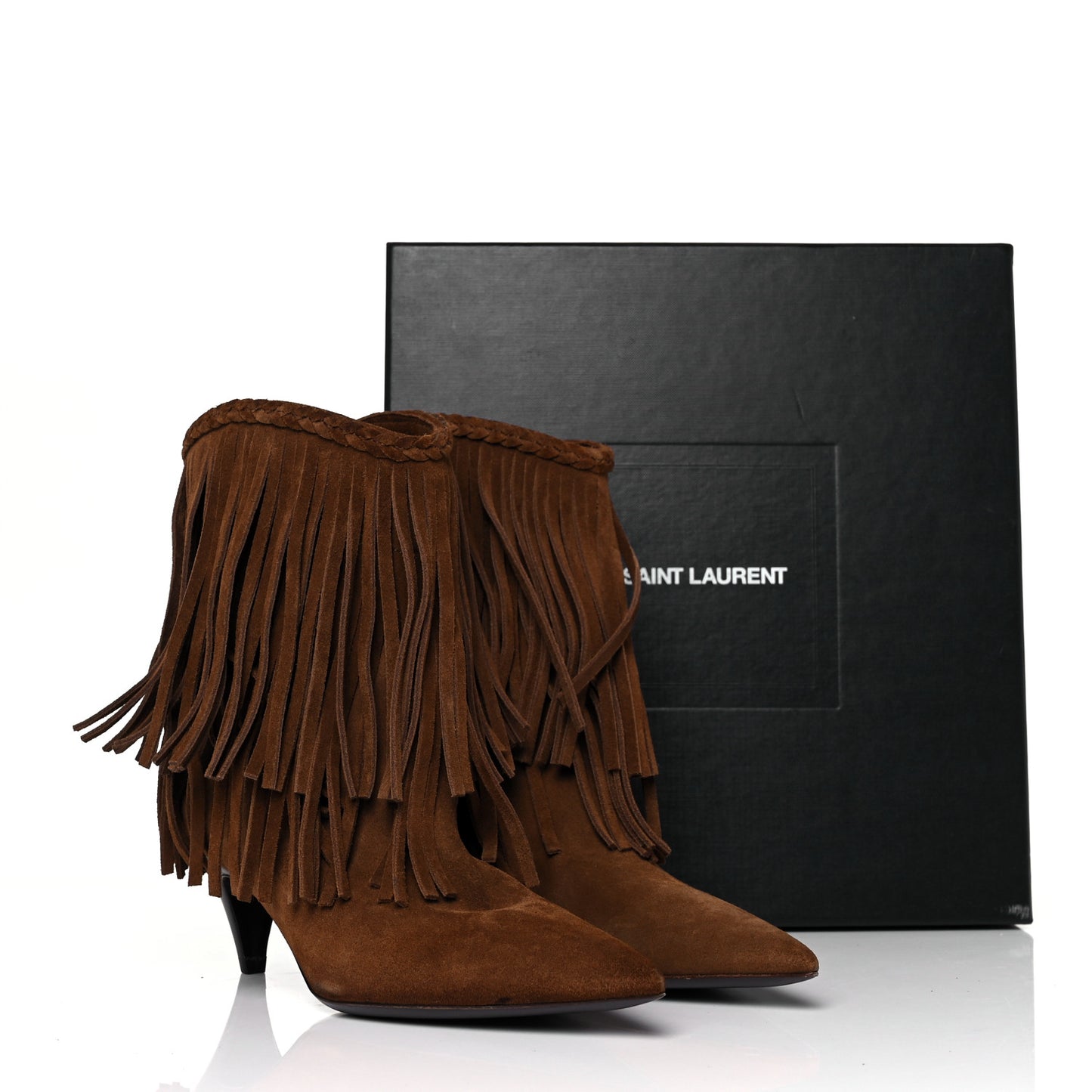 Suede Fringe Charlotte Ankle Boots 35 Tan
