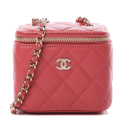 Chanel Caviar Quilted Mini Vanity Case With Chain Red 1 of 11