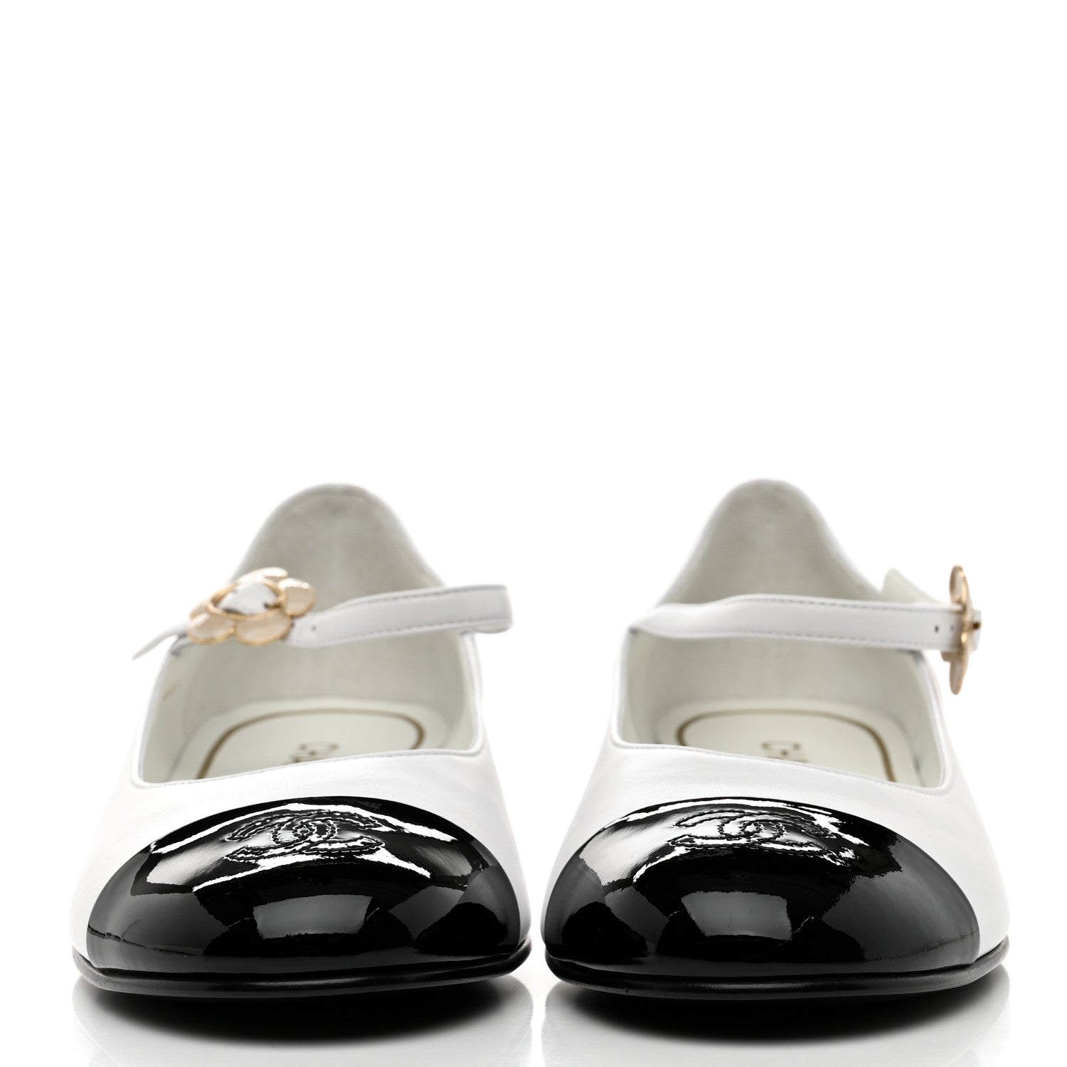 Chanel Patent Lambskin Mary Jane Flats 41 White Black 2 of 8