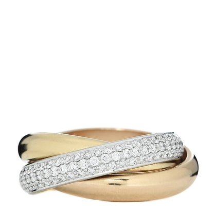 Cartier 18K White Yellow Pink Gold Diamond Classic Trinity Paved Ring 52 6 1 of 7