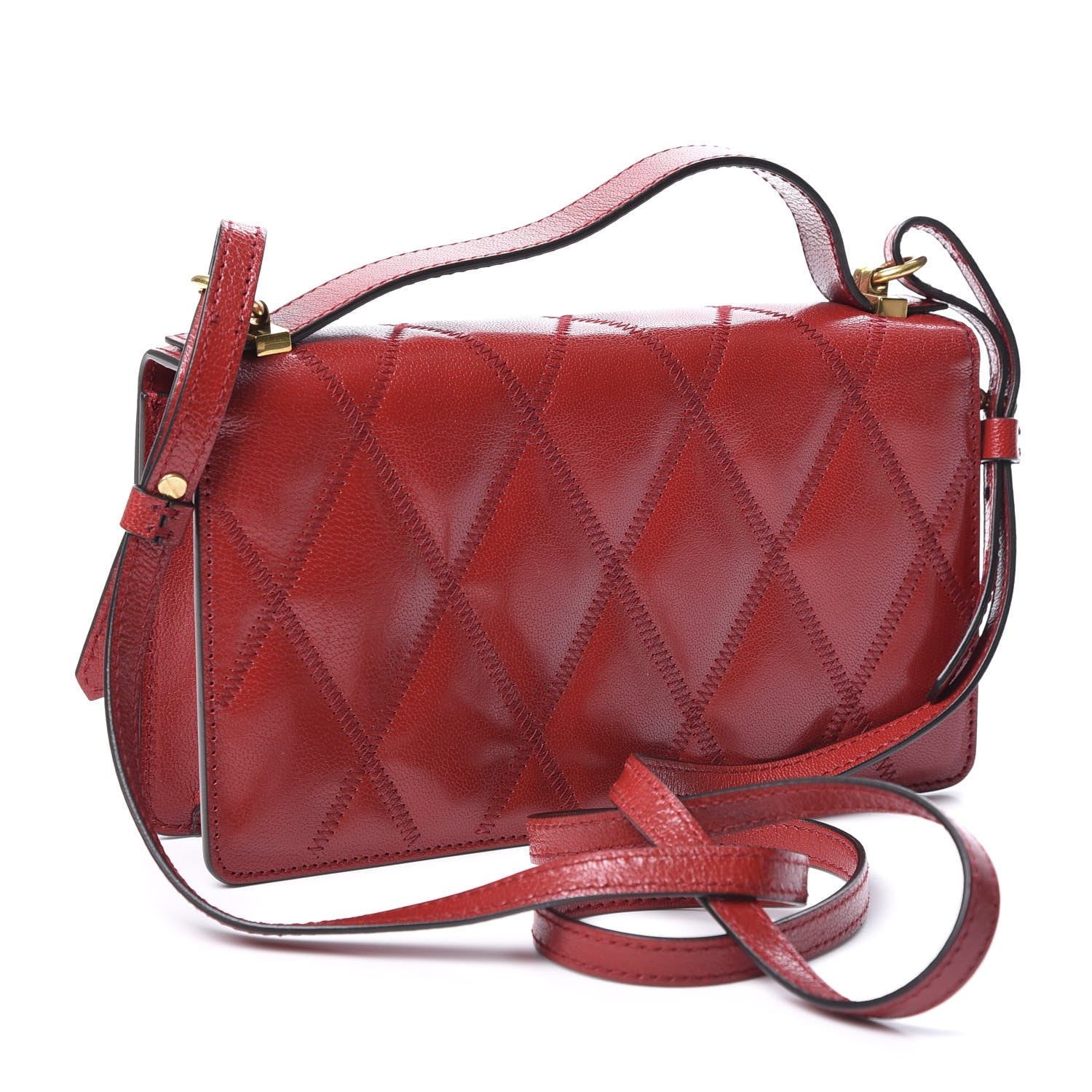 Givenchy Goatskin Quilted GV3 Strap Wallet Vermillon 2 of 10