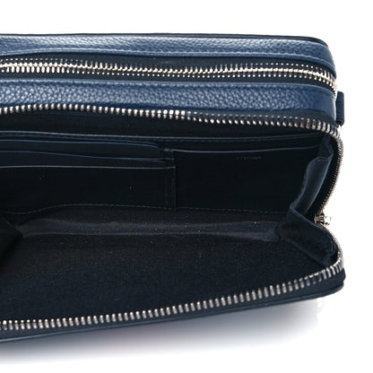 Christian Dior X SHAWN STUSSY Grained Calfskin Ox Head Crossbody Double Zip Crossbody Pouch Navy Blue 7 of 13