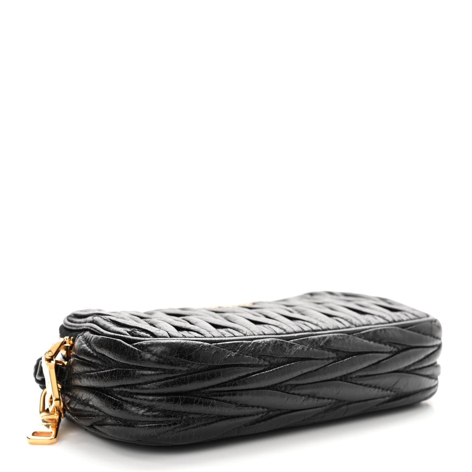 Miu Miu Nappa Matelasse Double Zip Pochette Clutch Black 4 of 12