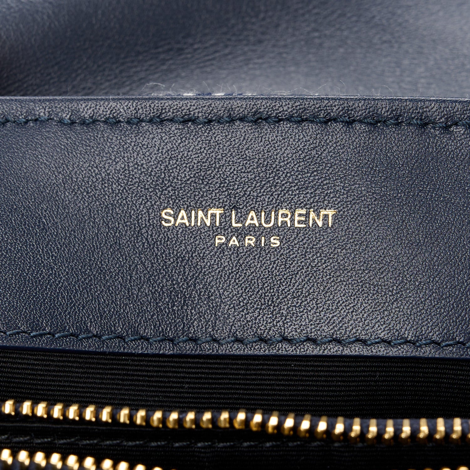 Saint Laurent Striped Denim Y Quilted Monogram Small Loulou Chain Satchel Marine Vintage White 6 of 12