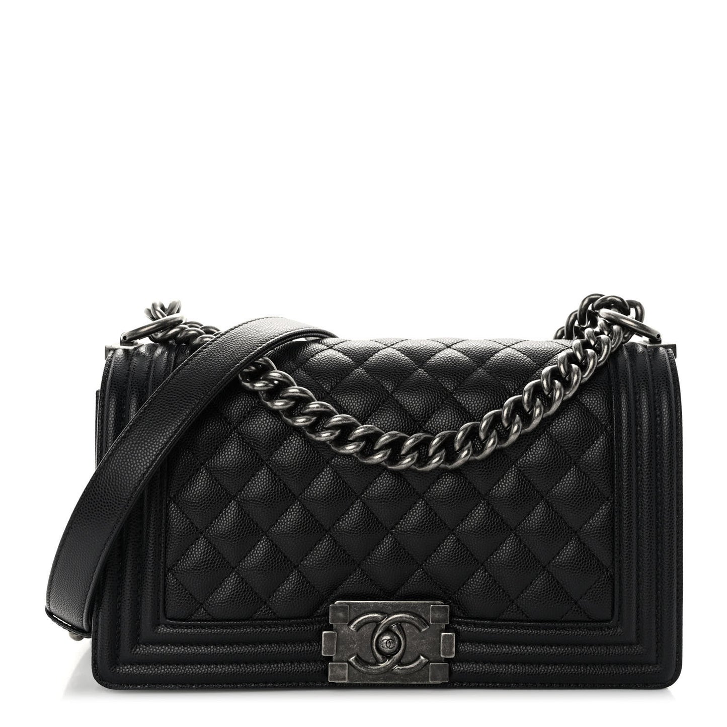 Caviar Quilted Medium Boy Flap Black