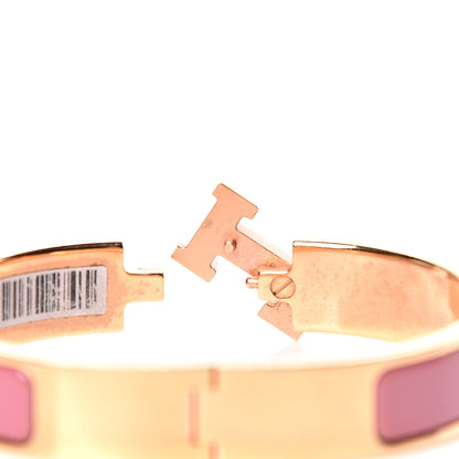 Hermes Enamel Narrow Clic Clac H Bracelet PM Rose Velours 3 of 6