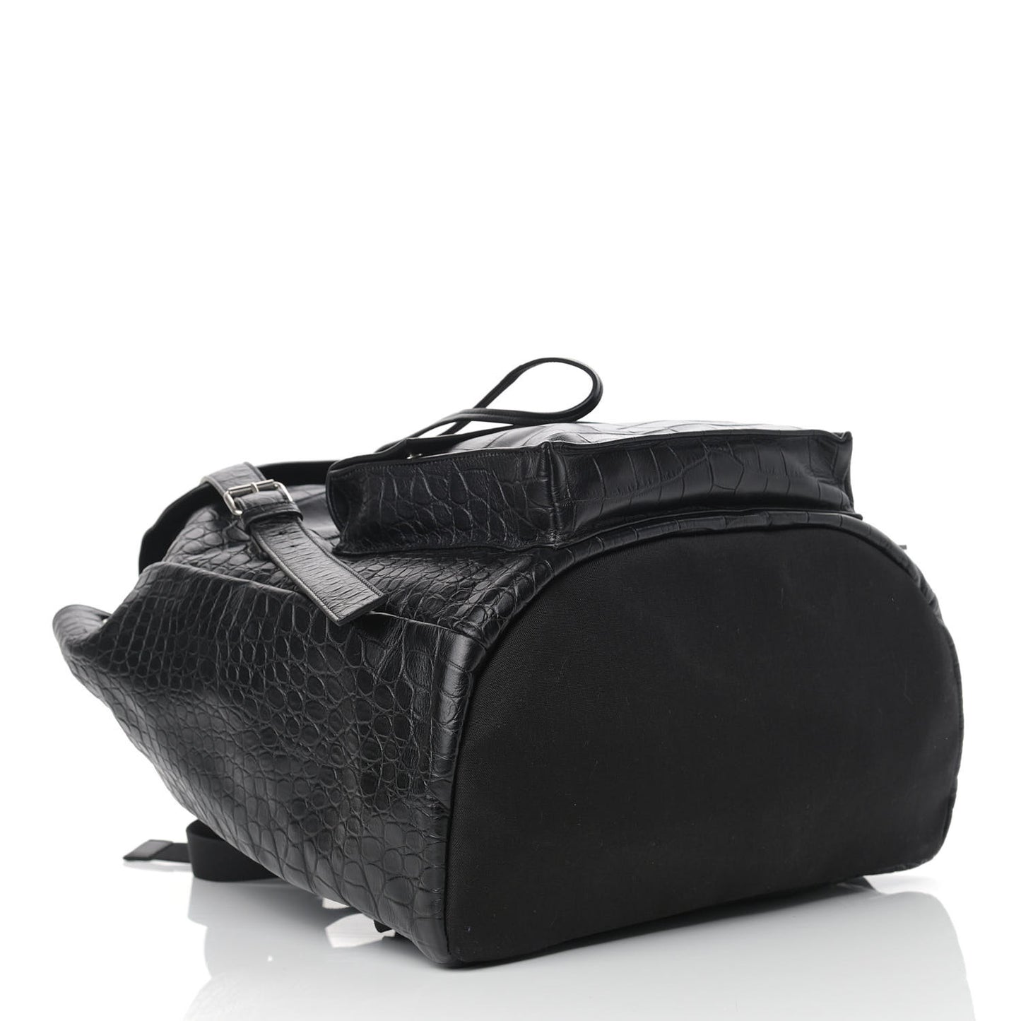 Crocodile Embossed Lambskin Noe Backpack Black