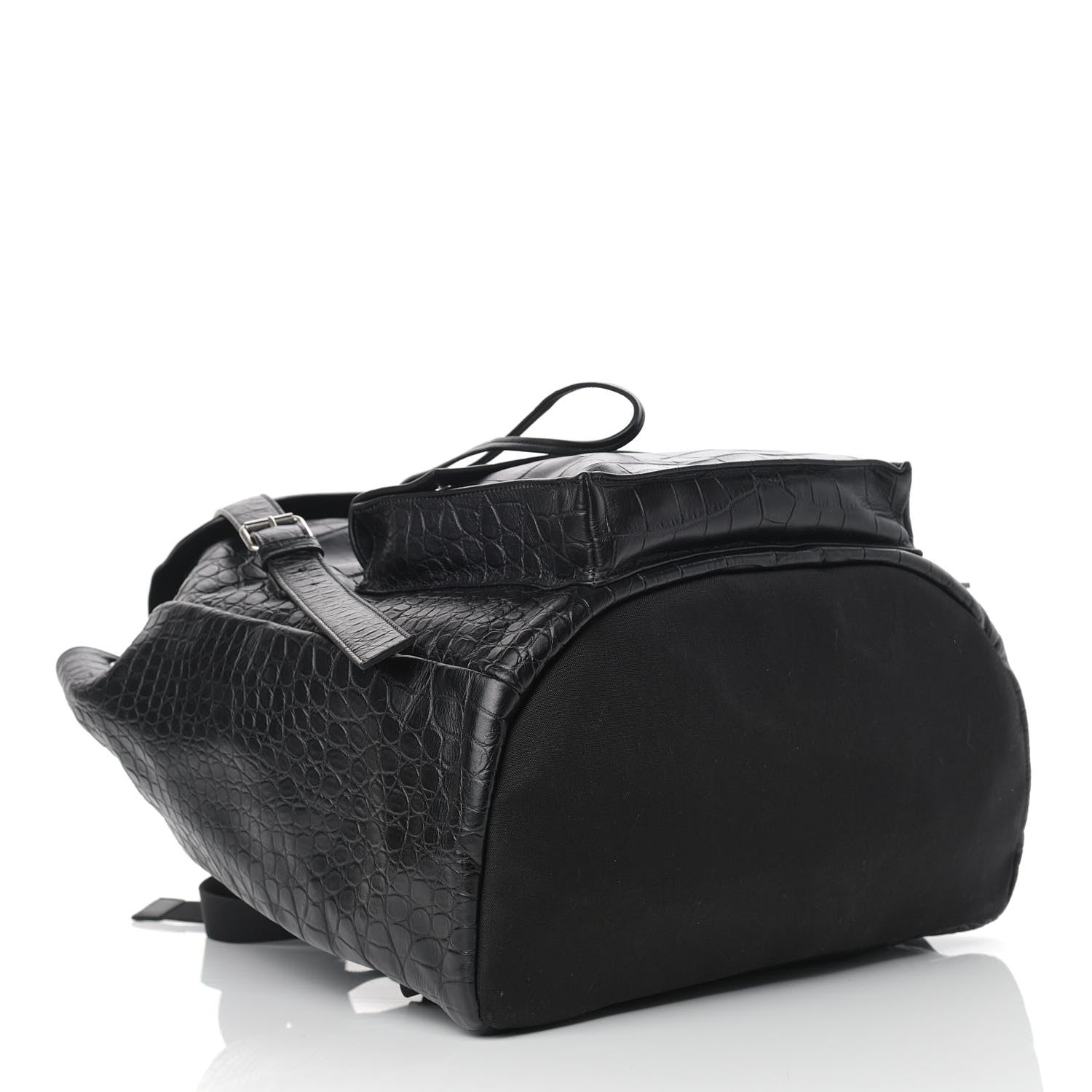 Saint Laurent Crocodile Embossed Lambskin Noe Backpack Black 4 of 9