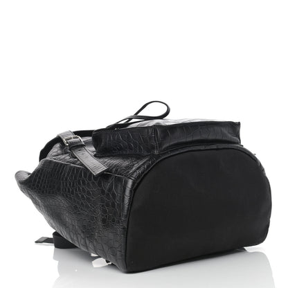 Saint Laurent Crocodile Embossed Lambskin Noe Backpack Black 4 of 9