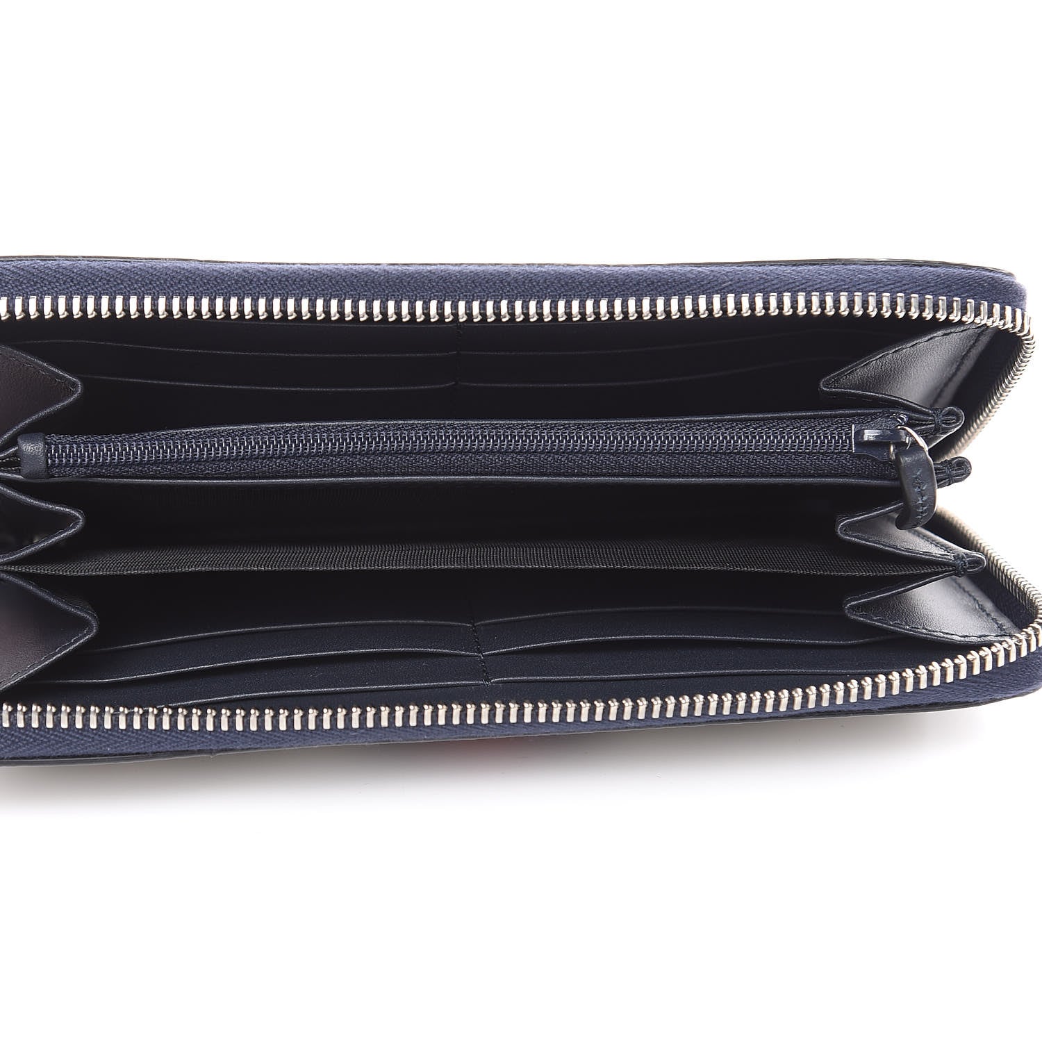 Gucci GG Supreme Monogram Web Zip Around Wallet Beige Blue 5 of 9