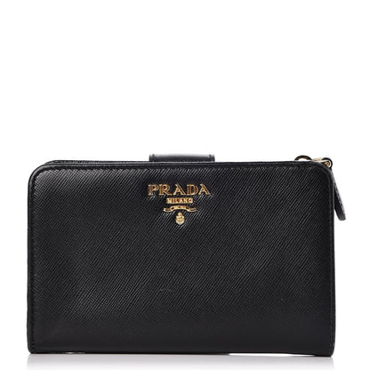 Prada Saffiano Compact Wallet Nero Black 1 of 8