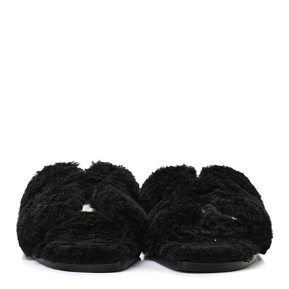 Hermes Woolskin Oran Sandals 36 Black 2 of 7