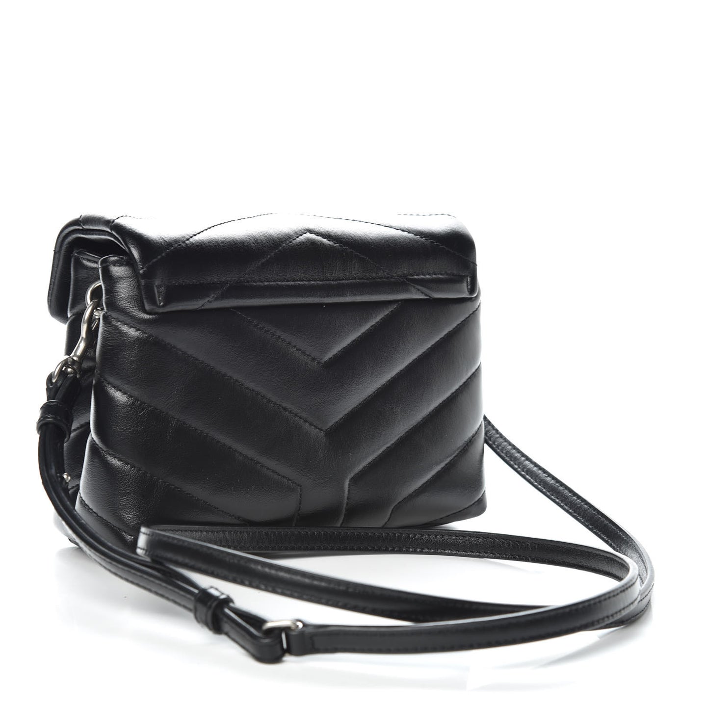 Calfskin Y Quilted Monogram Toy Loulou Crossbody Bag Black