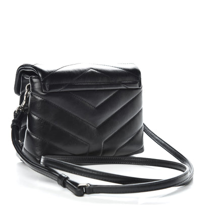 Saint Laurent Calfskin Y Quilted Monogram Toy Loulou Crossbody Bag Black 3 of 10