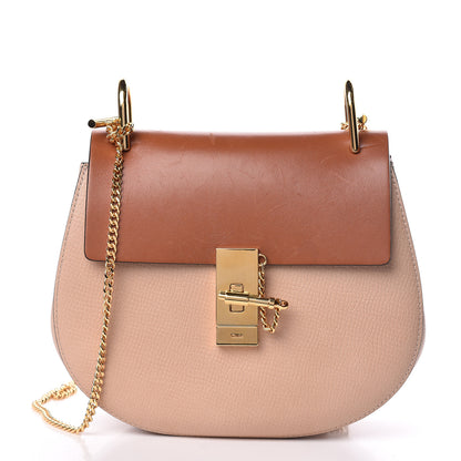 Chloe Grained Calfskin Lambskin Bi-Color Drew Shoulder Bag Powder Beige Mustard 1 of 12