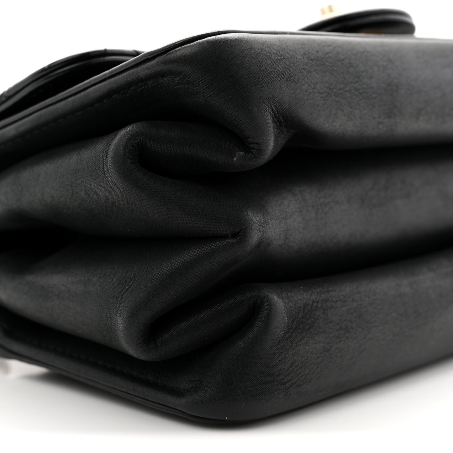 Iridescent Calfskin Quilted Mini Straight Lined Flap Black