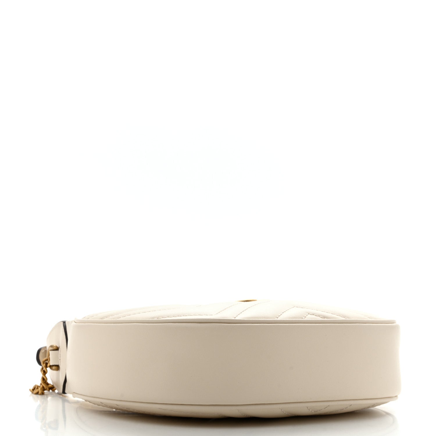 Gucci Calfskin Matelasse Chevron Mini GG Marmont Half Moon Hobo Mystic White 4 of 9