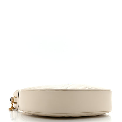 Gucci Calfskin Matelasse Chevron Mini GG Marmont Half Moon Hobo Mystic White 4 of 9