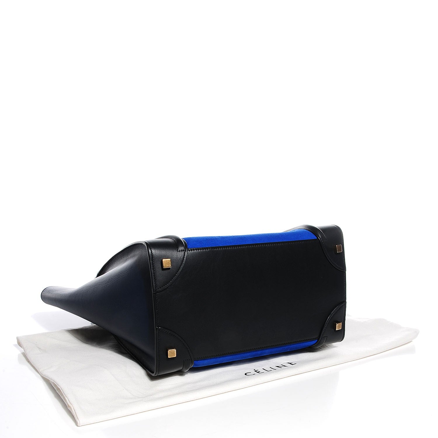Celine Nubuck Smooth Calfskin Mini Tri-Color Luggage Bright Blue 4 of 8