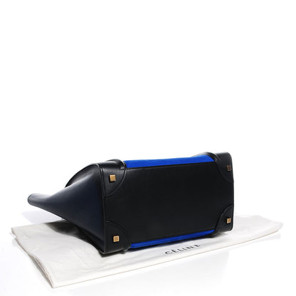 Celine Nubuck Smooth Calfskin Mini Tri-Color Luggage Bright Blue 4 of 8
