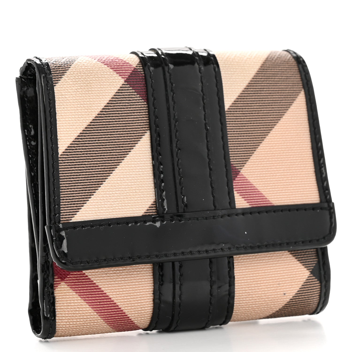 Burberry Patent Nova Check Wallet Black 3 of 13
