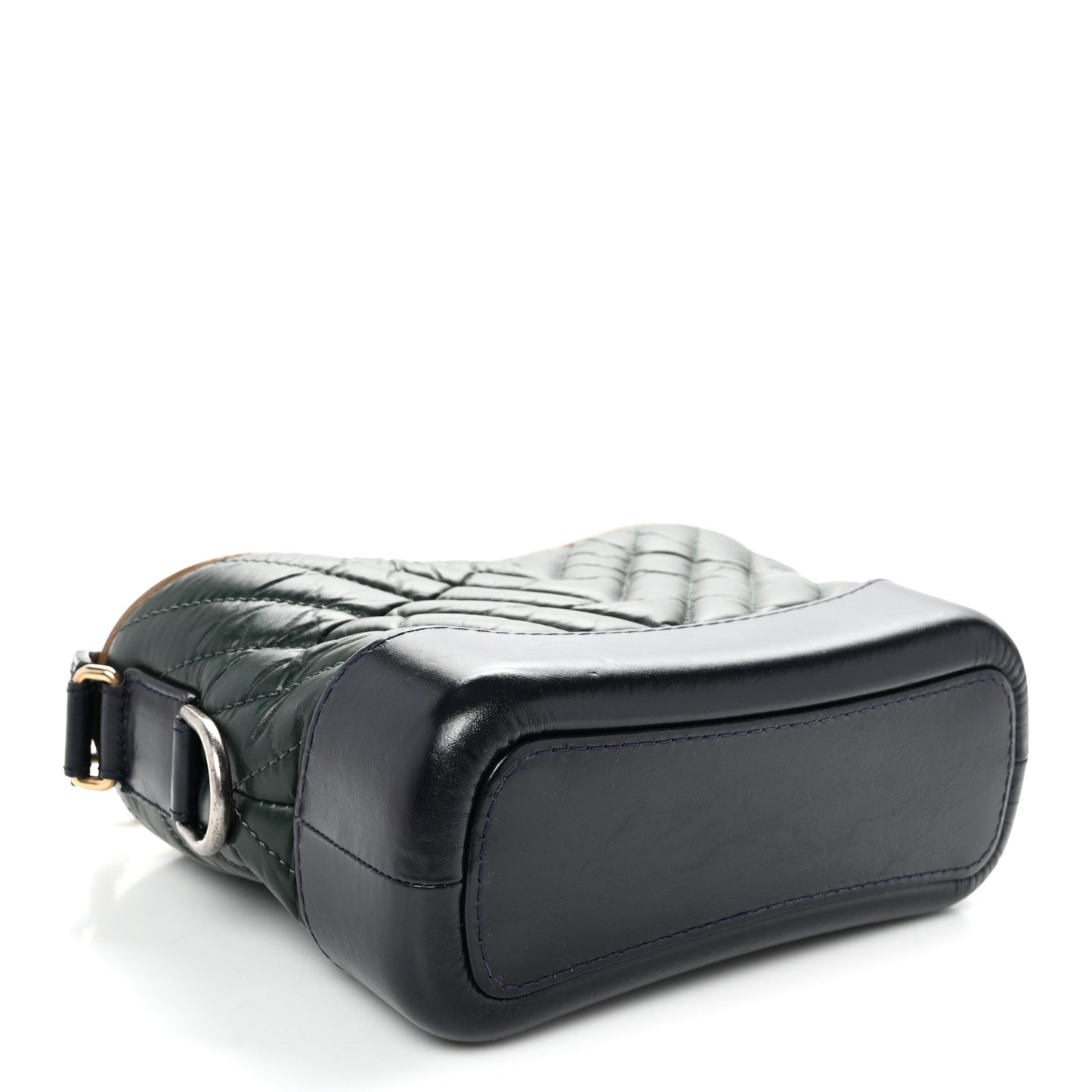 Aged Calfskin Chevron Quilted Small Gabrielle Hobo Green Black