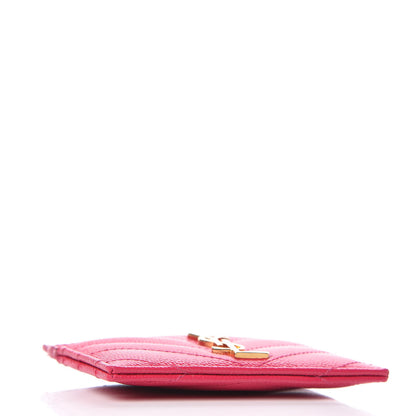Saint Laurent Grain De Poudre Matelasse Chevron Monogram Credit Card Case Bubblegum 4 of 8