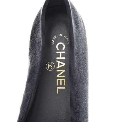 Chanel Caviar CC Cap Toe Ballerina Flats 36 Black 7 of 11