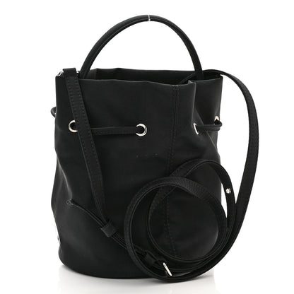 Balenciaga Recycled Sport Nylon Logo Embroidered Wheel Drawstring Bucket Bag XS Black 3 of 9