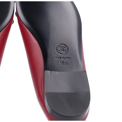 Chanel Lambskin Cap Toe CC Ballerina Flats 36.5 Burgundy Black 8 of 9