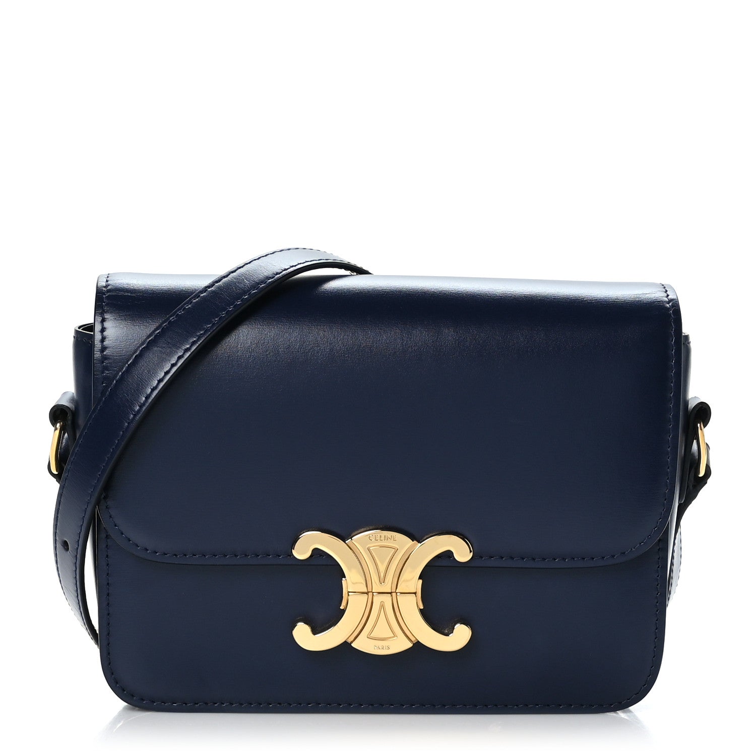 Celine Shiny Calfskin Small Triomphe Dark Blue 1 of 8