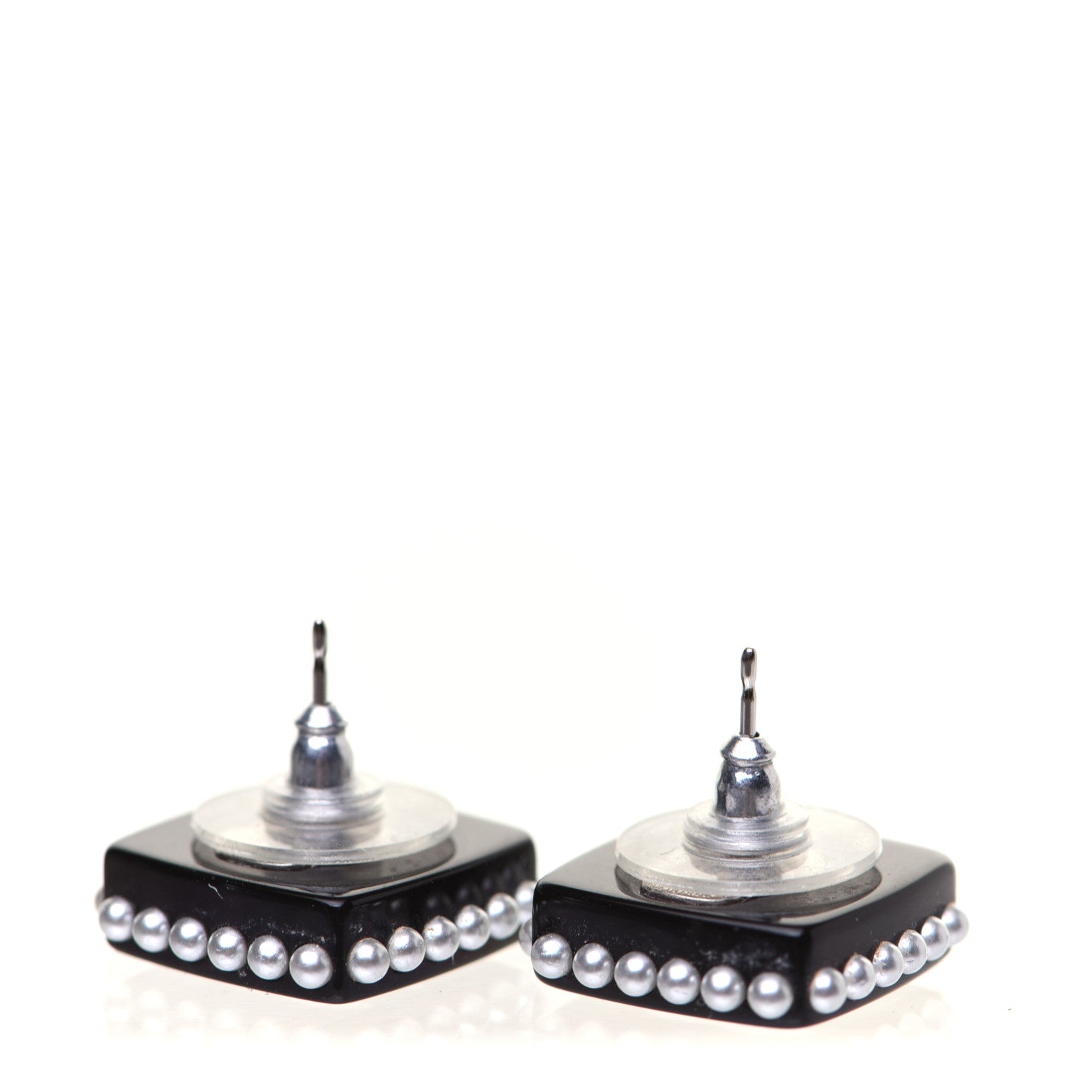 Chanel Resin Pearl Square CC Earrings Black 4 of 8