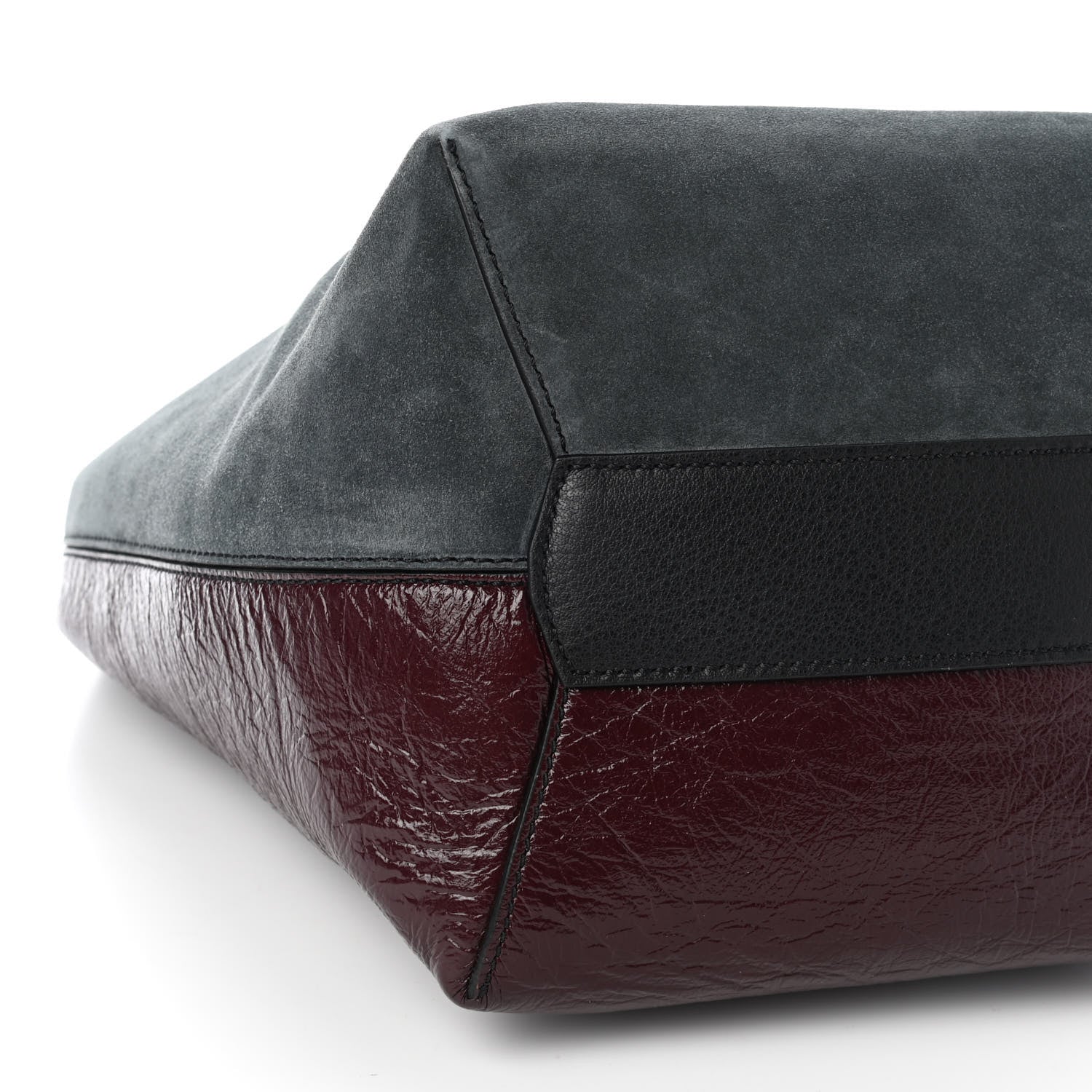 Givenchy Suede Crinkled Patent Deerskin Medium GV Bucket Bag Aubergine Graphite 6 of 7