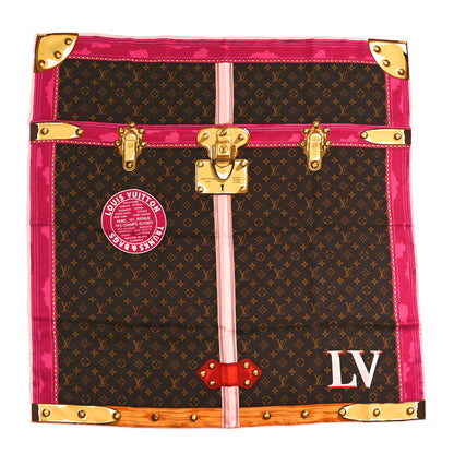 Louis Vuitton Silk Monogram Summer Trunks Square Scarf Brown 1 of 3