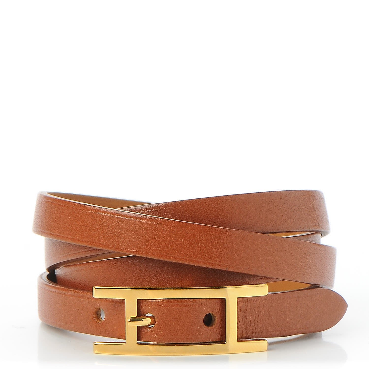 Hermes Barenia Hapi 3 MM Triple Tour Bracelet S Fauve 1 of 7