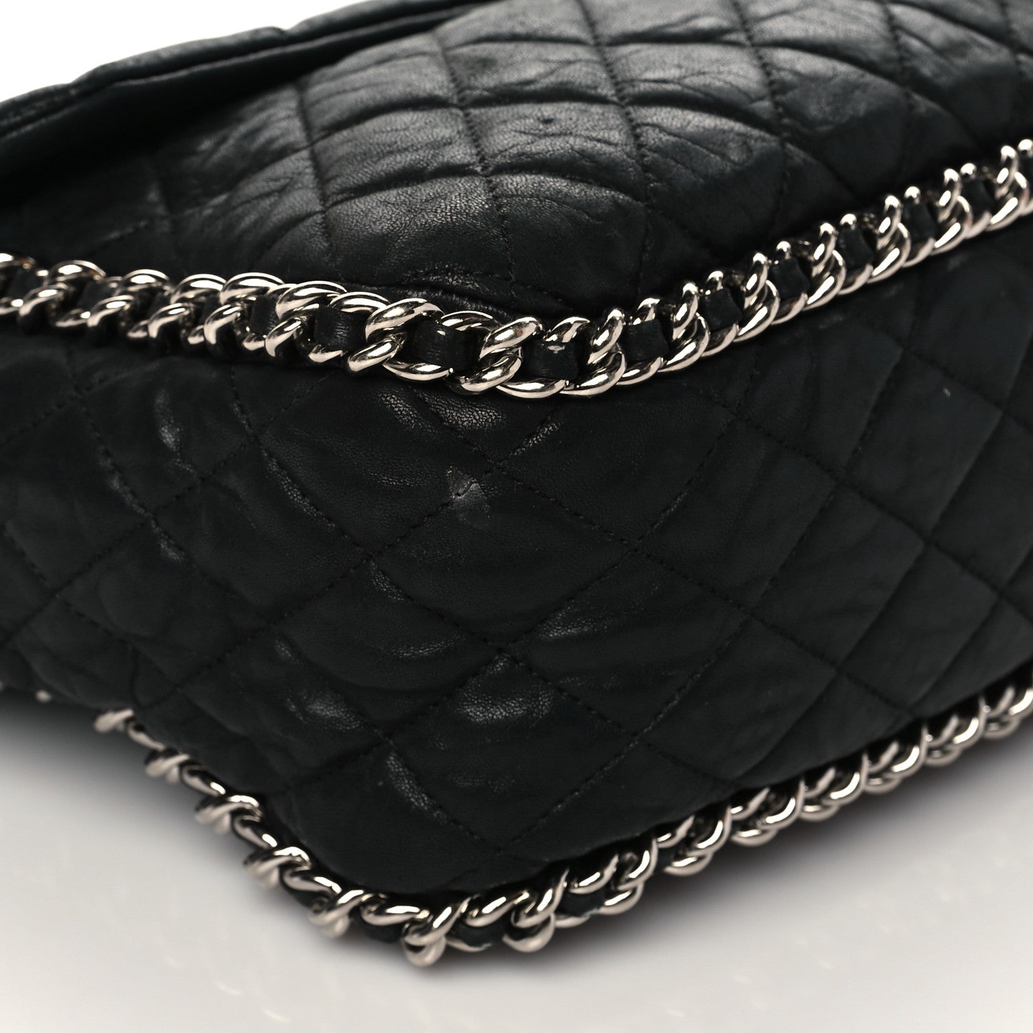 Chanel Washed Lambskin Quilted Maxi Chain Around Flap Black 8 of 11