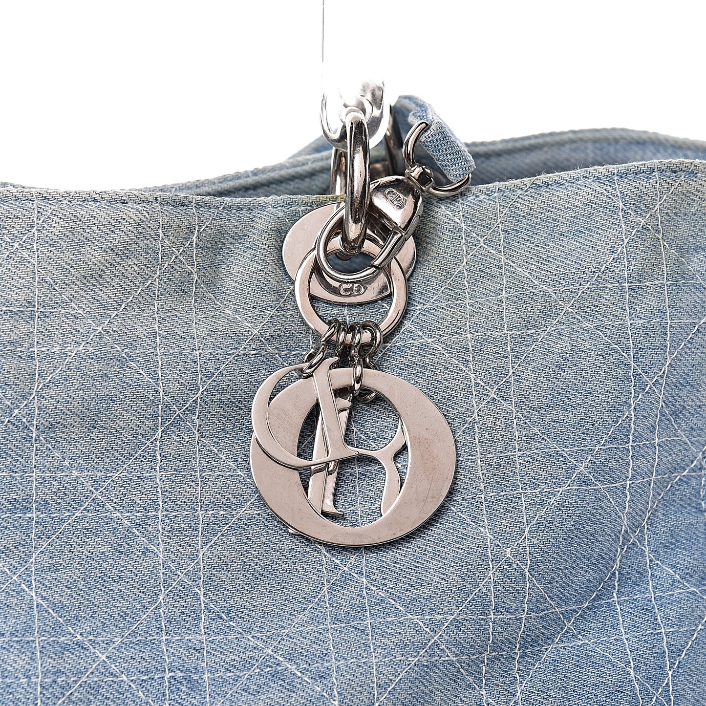 Denim Cannage Large Lady Dior Tote Blue