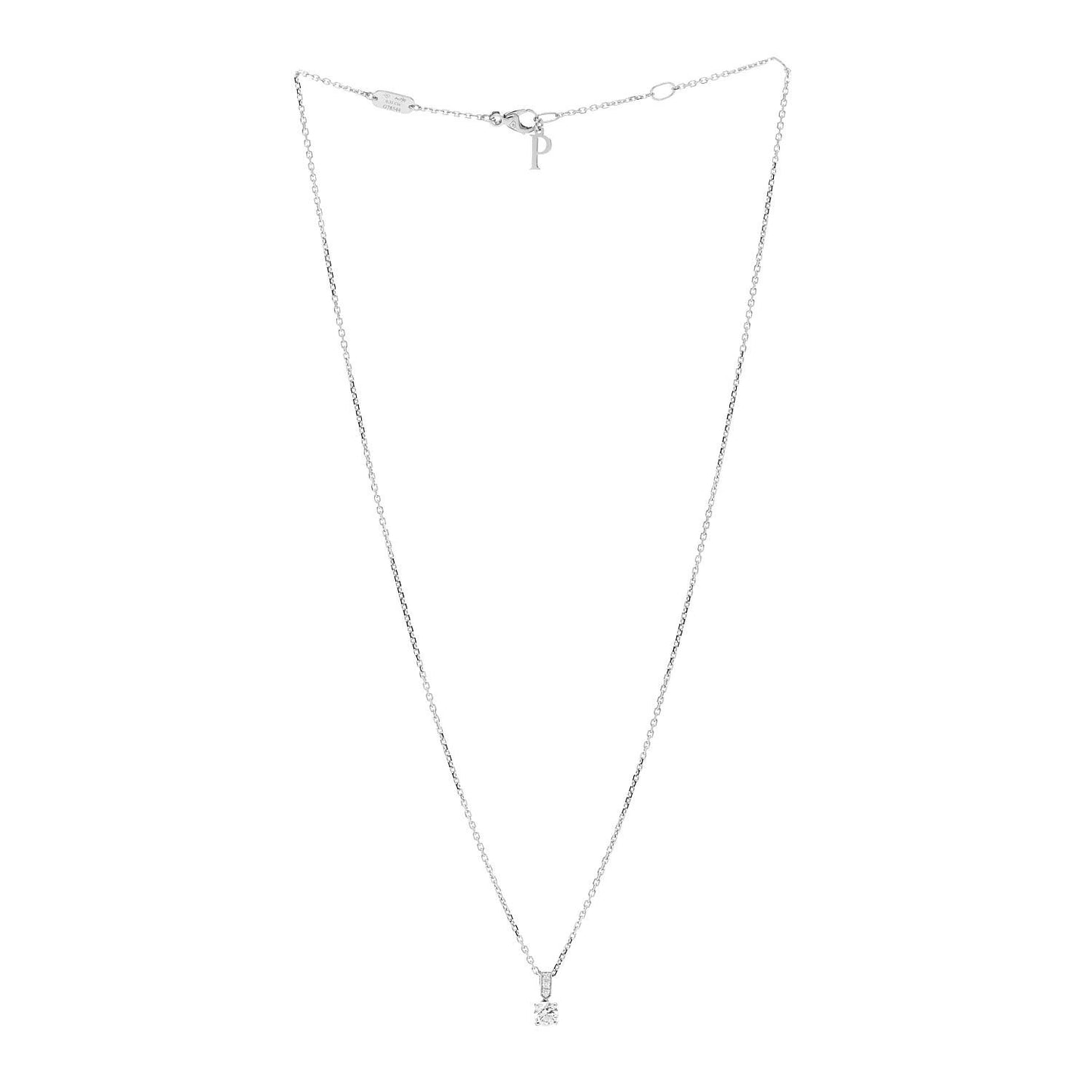 18K White Gold Diamond Elegance Solitaire Pendant Necklace