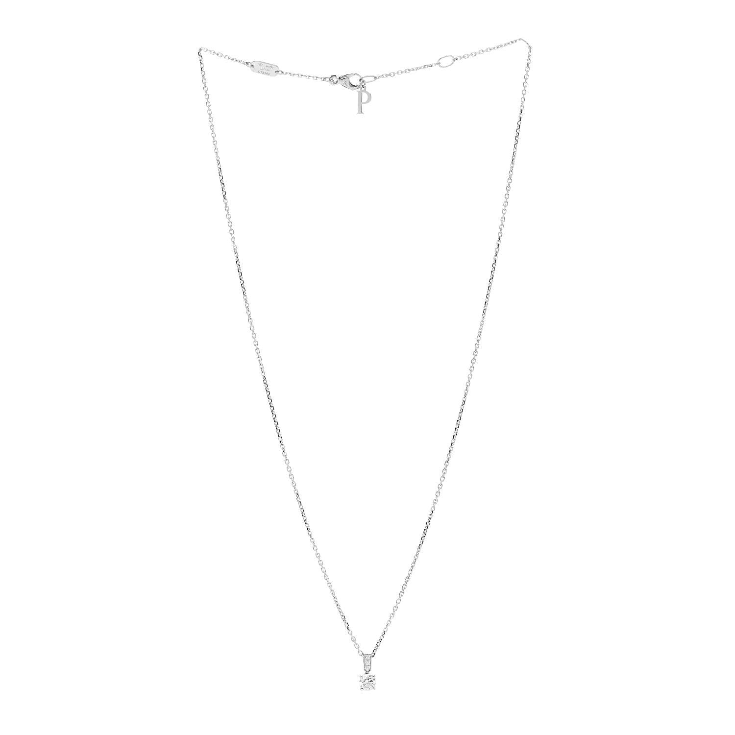 Piaget 18K White Gold Diamond Elegance Solitaire Pendant Necklace 3 of 4