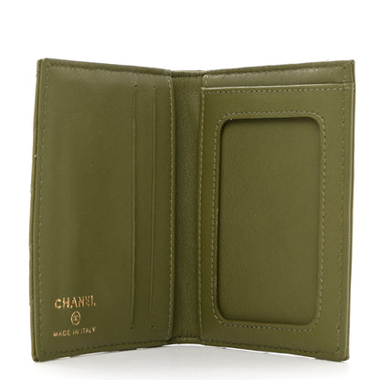 Chanel Lambskin Chevron Quilted Card Holder Wallet Dark Green 5 of 8