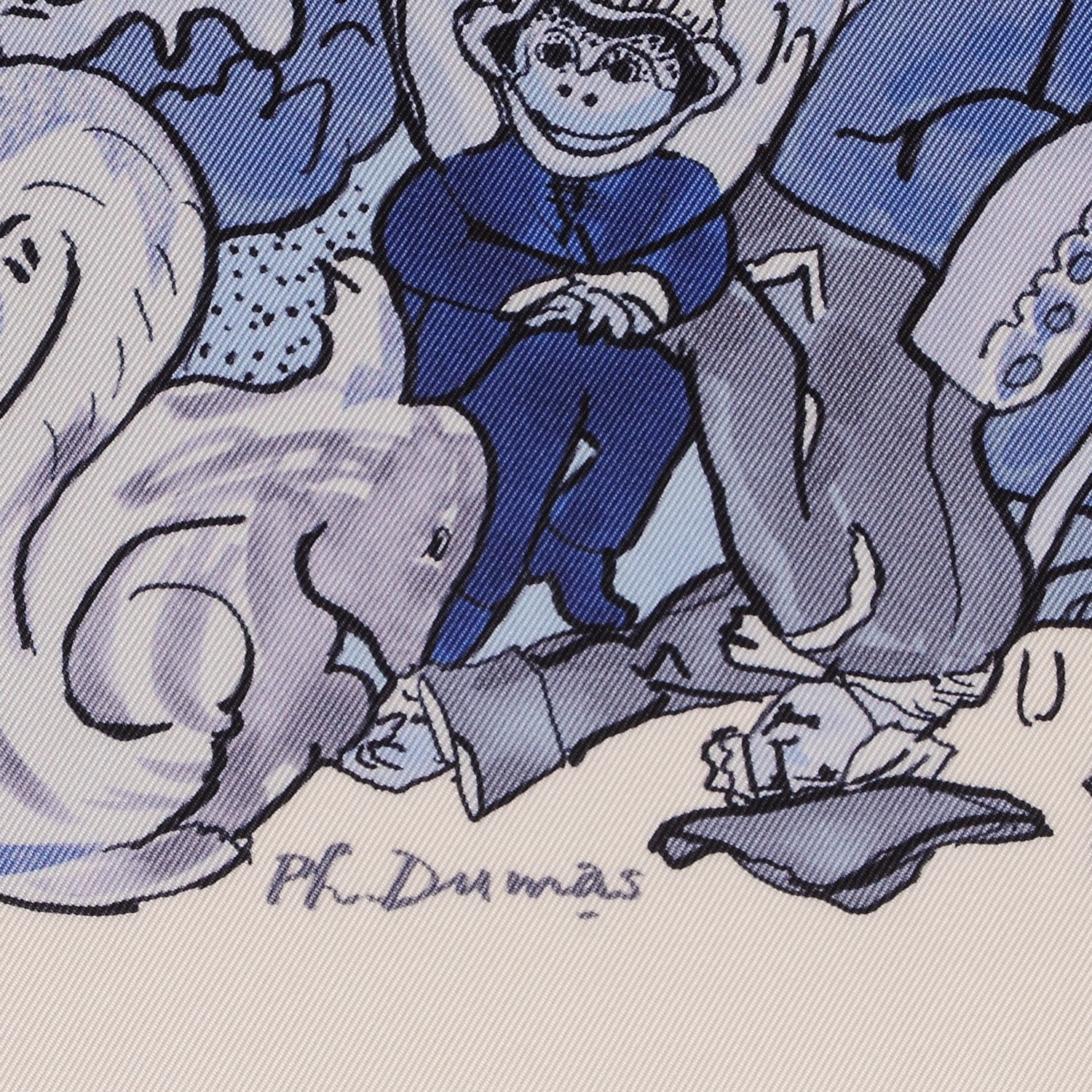 Hermes Silk Metamorphoses Par Paris Scarf 90 Blanc Bleu Ciel 4 of 8