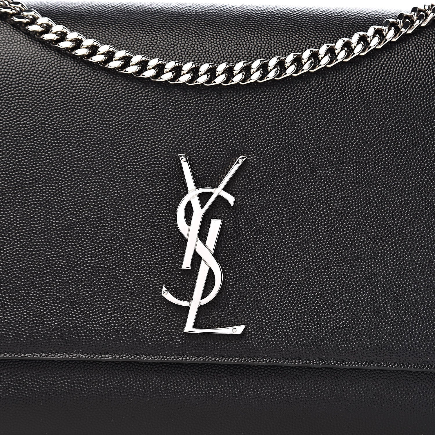 Saint Laurent Grain De Poudre Large Classic Monogram Kate Satchel Black 11 of 11