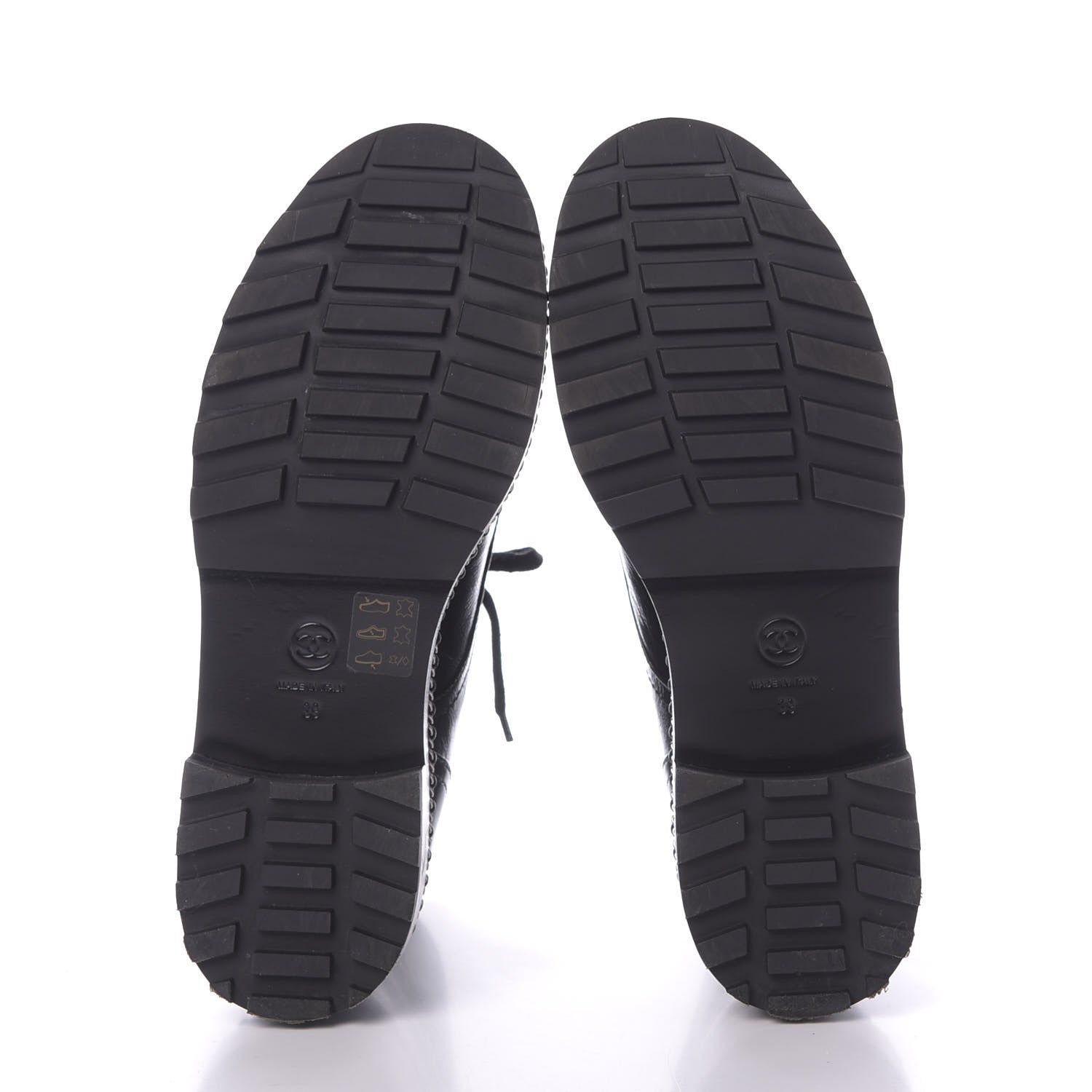 Chanel Crackled Calfskin Velvet Pearl Combat Short Boots 39 Black 7 of 10
