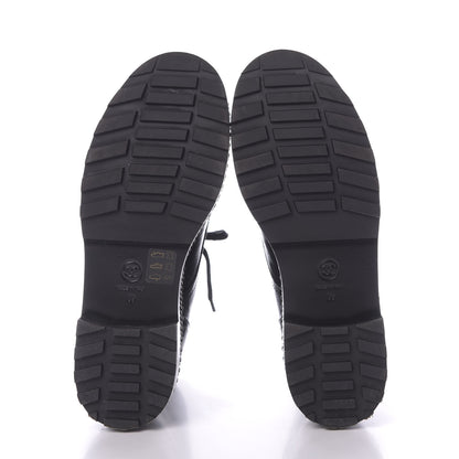 Chanel Crackled Calfskin Velvet Pearl Combat Short Boots 39 Black 7 of 10